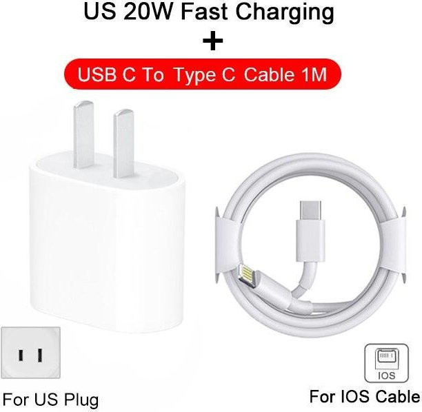 20W USB-C Schnellladegerät mit USB-C Ladekabel für Apple iPhone und iPad in Weiß - Bild 1