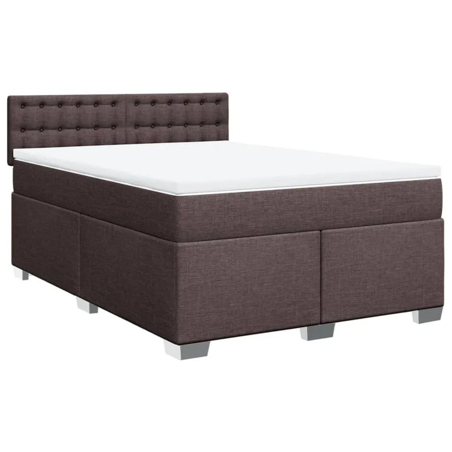 vidaXL Boxspringbett mit Matratze Hybrid-Design in Dunkelbraun und Weiß, B/T/H: 140 x 200 cm - Bild 2
