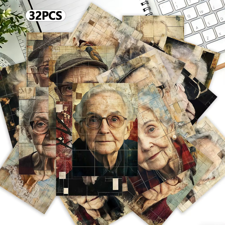 32 Stück Postkarten mit Porträts älterer Menschen in Multicolour, hochpräzise bedruckte Grußkarten aus Papier - Bild 5