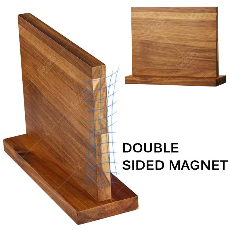WXCOO Home Magnetischer Messerhalter aus Akazienholz in Braun, Freistehender Messerblock mit starken Magneten - Bild 2