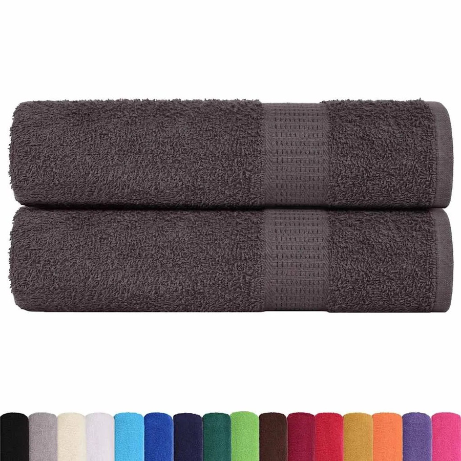 vidaXL Duschtücher 2er Set aus 100% Baumwolle in Anthrazit, B/L: 70 x 140 cm, 360 g/m² - Bild 2