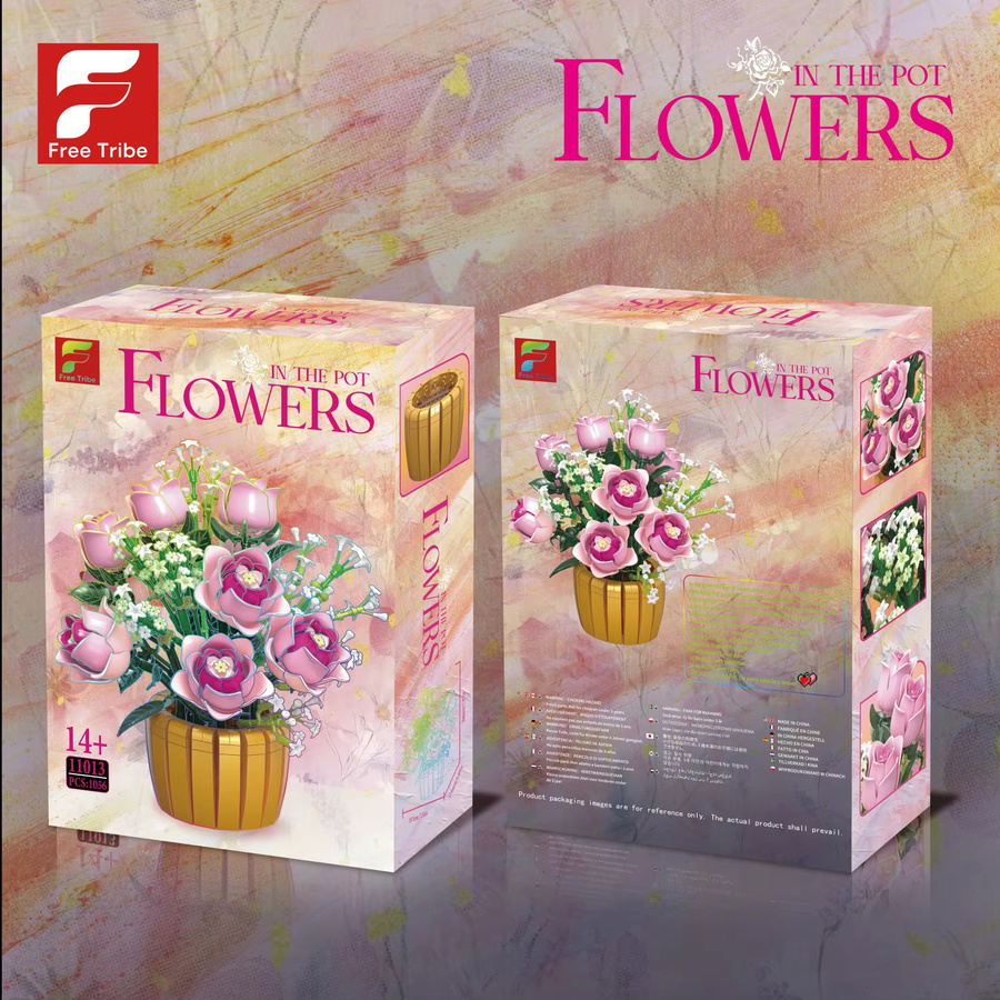 AMAZINGBLOKS Rosa Rose im Topf Blumenvase, Bausatz, 1.056 Teile, ab 14 Jahren - Bild 2