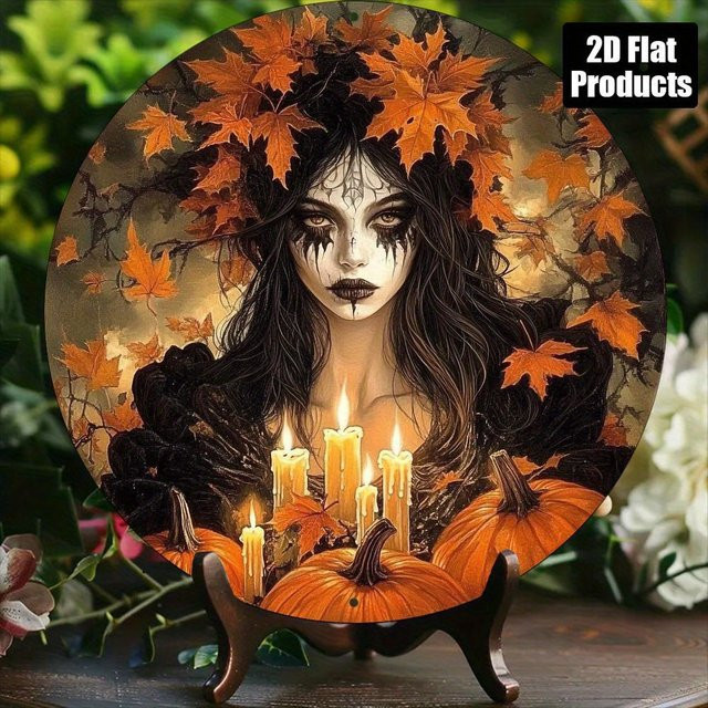Rundes Aluminiumschild Potdemiel mit Vintage-Frauenporträt in Schwarz und Weiß, Durchmesser: 20 cm - Bild 1