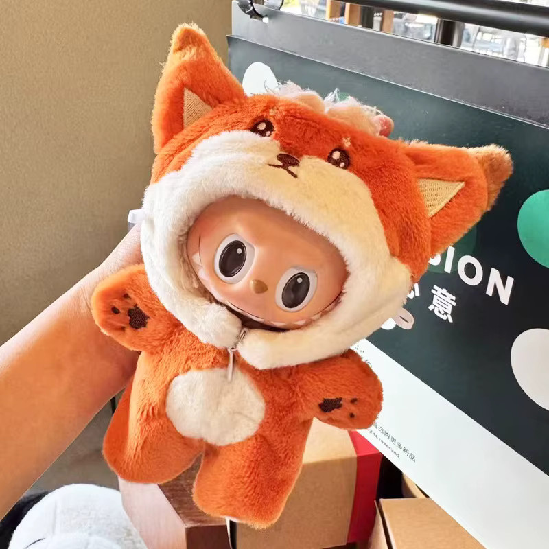 Labubu Kleidungsset mit Elefanten- und Katzen-Motiv für Anziehpuppen, 10 cm Zubehör-Set - Bild 2