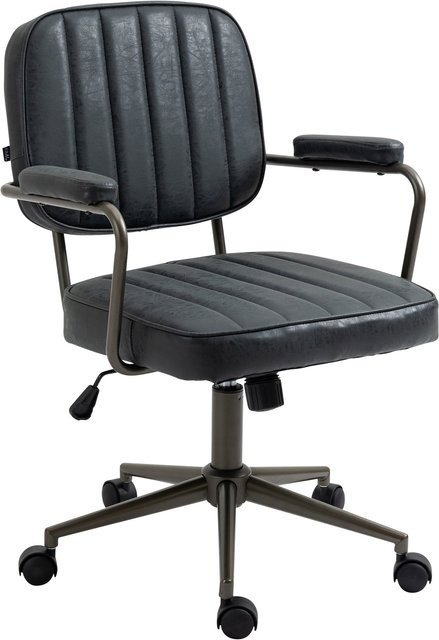 CLP Bürostuhl Natrona Ergonomischer Schreibtischstuhl aus Kunstleder in Schwarz mit Wippfunktion und 360 Grad Drehbarkeit - Bild 1