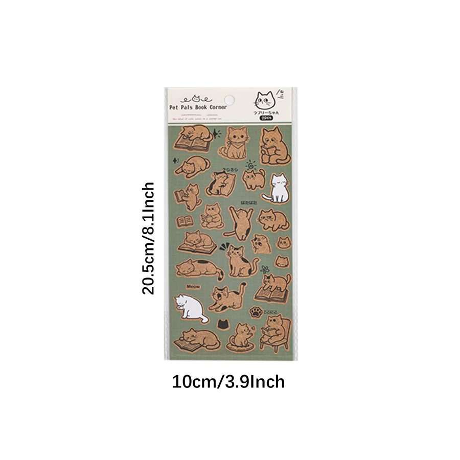 12 Blatt Cartoon-Katzen-Aufkleber Set, wasserfeste Vinyl-Sticker für Journaling und Wasserflaschen, Mehrfarbig - Bild 2