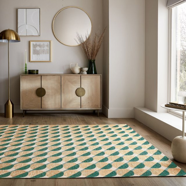 Geometrischer Teppich Kadima Design in Grün-Natur, B/T: 155 x 230 cm - Bild 1