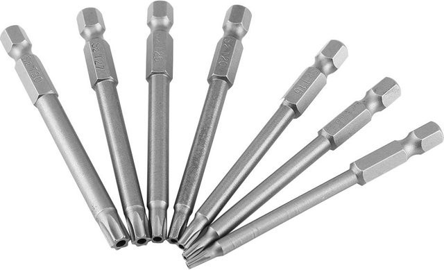 7-teiliges Set Fishine Magnetische Sicherheits-Sternschraubendreherbits aus S2 Stahl, T 8T30, 1/4 Zoll Sechskantschaft, Farbe: Silber - Bild 1
