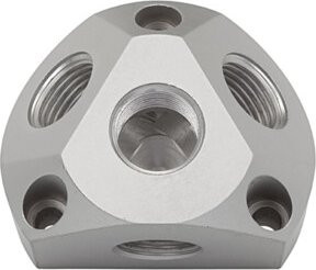 Riegler Luftverteilerdose aus Aluminium in Silber mit 2 Stopfen, Eingang G 3/4 und 3 Ausgängen G 1/2 - Bild 1
