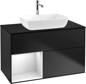 V&B Waschtischunterschrank Finion 100 in Blau und Weiß, lackiert, B/T/H: 100 x 50,1 x 50,1 cm - Bild 1
