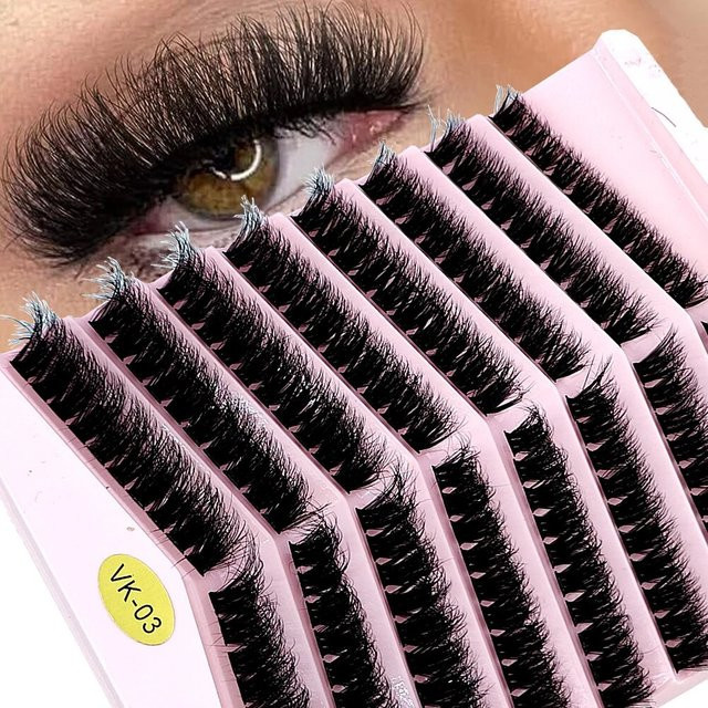8 Reihen Nerz Wimpern, 3D Russland Volumen, Einzelne Wimpern-Cluster - Bild 1