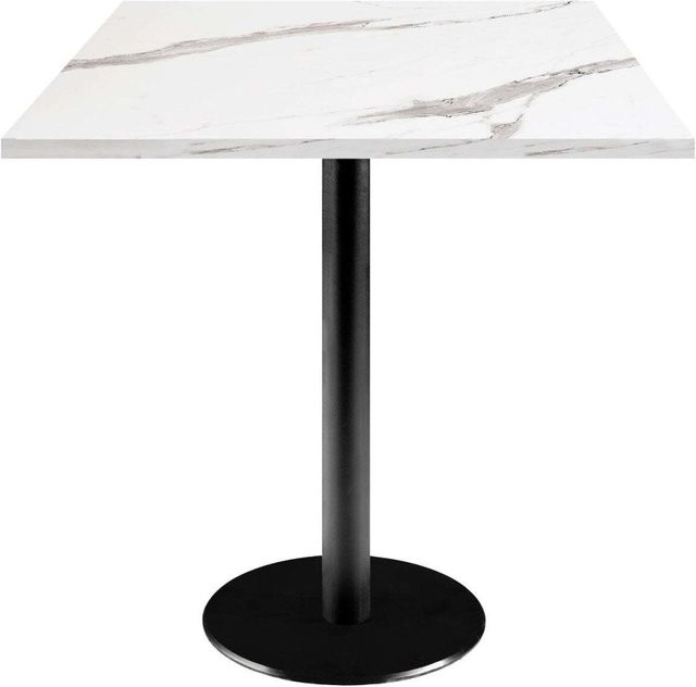RestooTab Tisch Rome quadratisch mit Stein-Dekor in Weiß, Grau und Schwarz, B/T/H: 70 x 70 x 75 cm - Bild 1