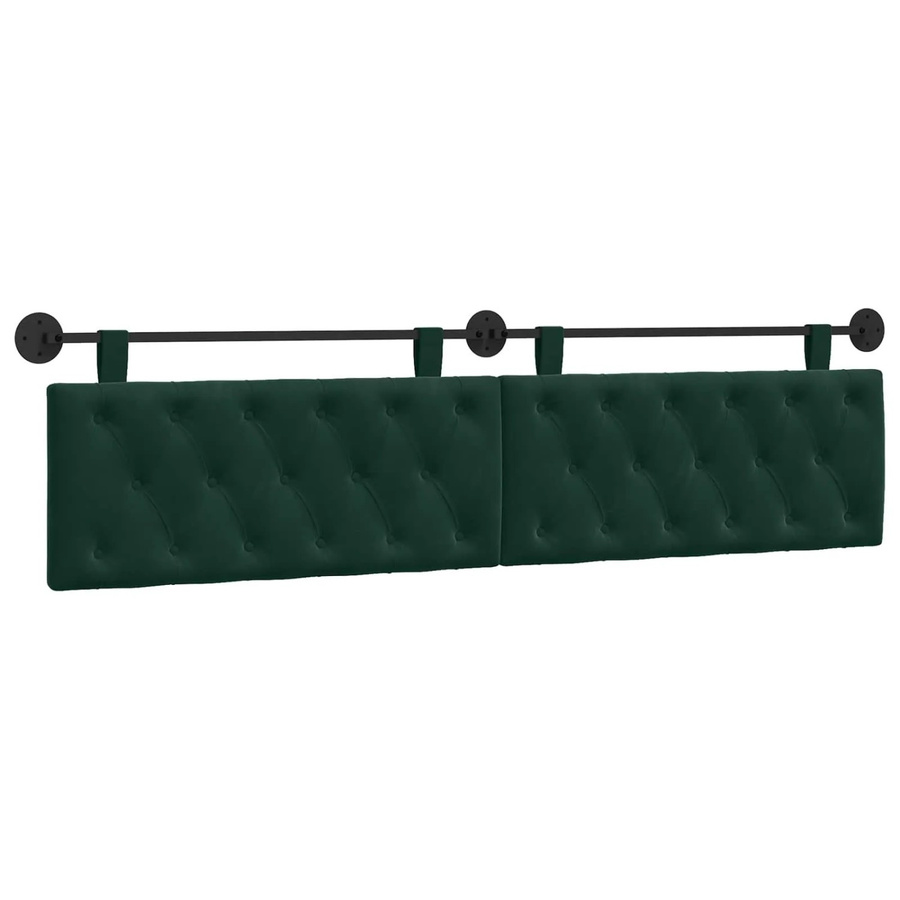 vidaXL Wandmontiertes Polsterpaneel aus Samt in Dunkelgrün B/H/T: 210 x 55 x 7 cm - Bild 2
