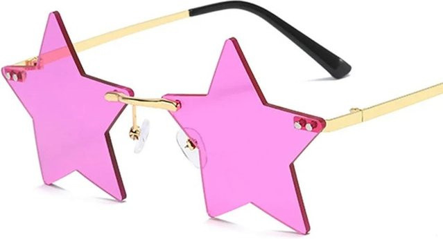 Sternförmige Sonnenbrille, randlos, beige, Metall, Damen - Bild 1