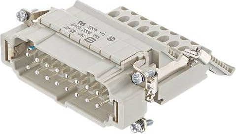 HARTING Stifteinsatz 09330164639 mit 16 Käfigzugfederanschlüssen in Grau aus Kunststoff - Bild 1