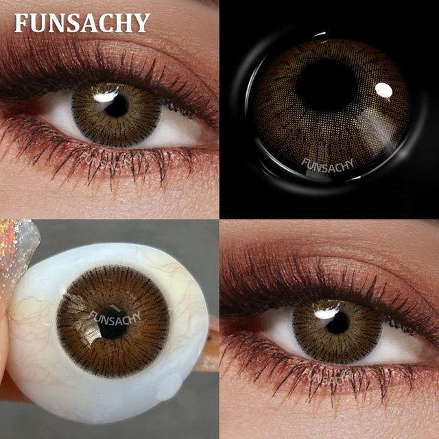 FUNSACHY Kontaktlinsen farbig dunkelbraun, Jahreslinsen, 2 Stück - Bild 1