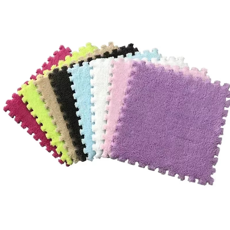 DHDH Baby Spielmatte aus Schaumstoff und Plüsch, 16er Set in Rosa und Grau, B/T: 30 x 30 cm, rutschfest und weich für das Kinderzimmer - Bild 4
