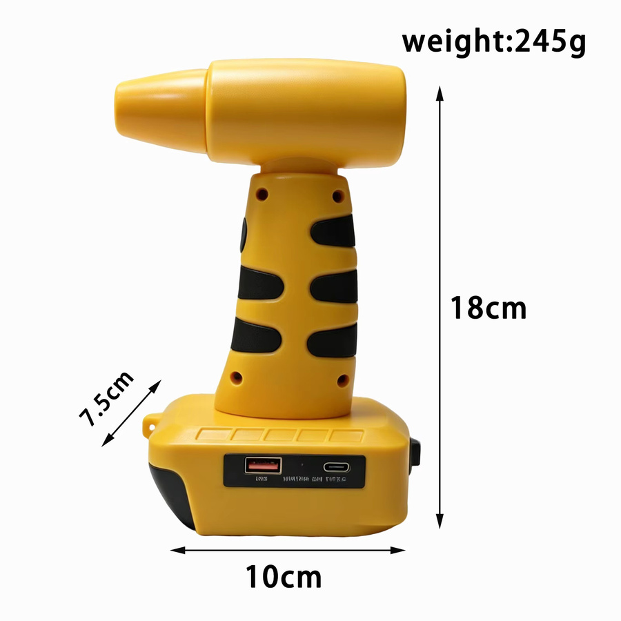 Dewalt Kabelloser Handbläser und Haartrockner 18V Li-Ion in Gelb mit 3 Gängen und USB-Ladeanschluss - Bild 3