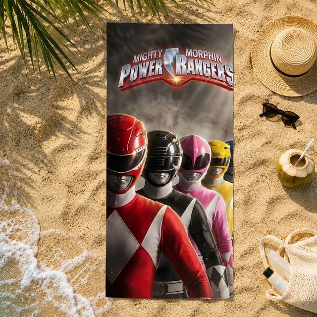 JMG Household Supplies Mighty Morphin Power Rangers Handtuch aus Mikrofaser, schnelltrocknend und saugfähig, Multicolour, B: 35 cm, H: 60 cm - Bild 1
