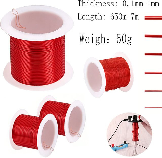 Roter Polyurethan-Emaille-Kupferdraht lackiert, Durchmesser 0,1 mm bis 1 mm, 50 g - Bild 1