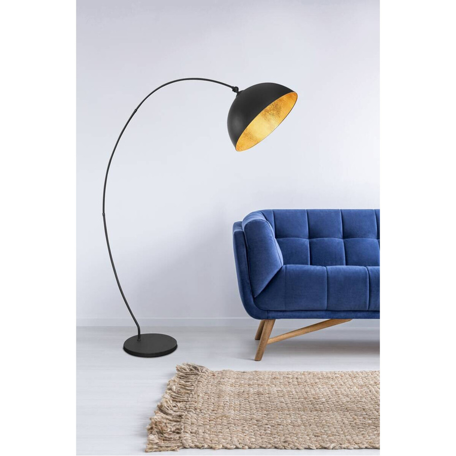 Globo Stehleuchte Gottfried aus Metall in Schwarz und Gold, B/H/T: 45 x 182 x 115 cm, E27 - Bild 2