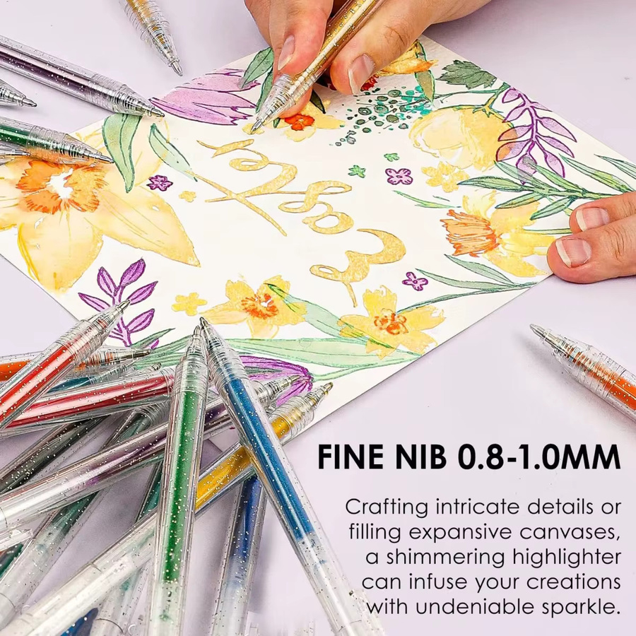 Glitzernde Gelstifte Set mit 18 Farben in Multicolour, metallische Glitzerstifte zum Malen und Gestalten für Erwachsene - Bild 3