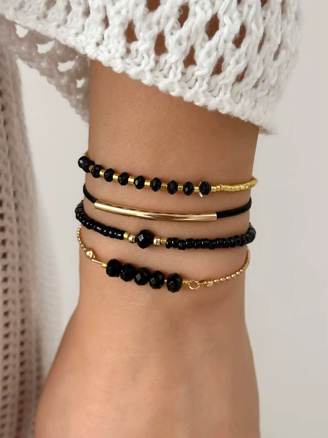 belleper Armband-Set, schwarze Reisperlen, mehrschichtig, Damen - Bild 2