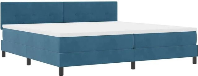 vidaXL LED Boxspringbett mit Matratze in Dunkelblau aus Samt, B/T/H: 200 x 200 x 280 cm - Bild 1