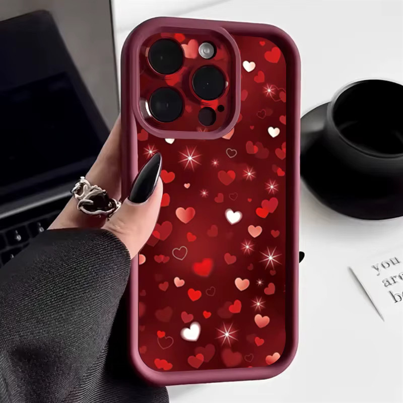 Stoßfeste und weiche Handyhülle mit Glitzer-Herz Design für iPhone Modelle in Rot - Bild 3