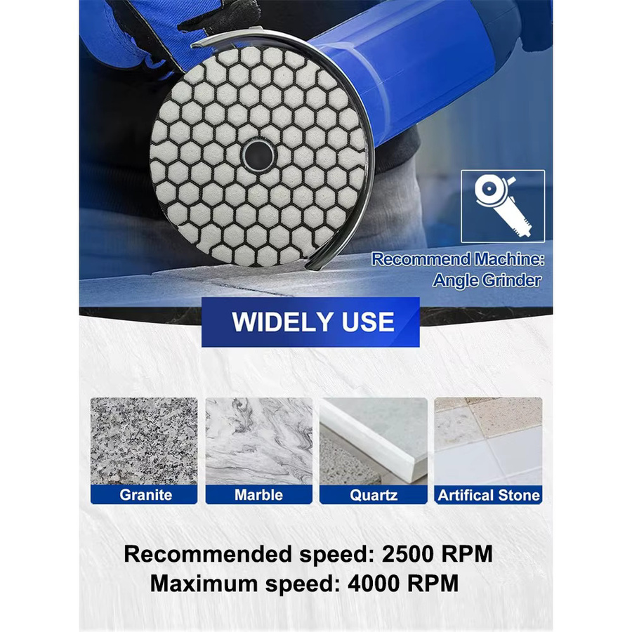 WIDEEP 3-teiliges 4-Zoll Diamant-Polierpad-Set zur Trockenschleifscheibe für Granit, Marmor, mikrokristallines Glas und Beton - Bild 3