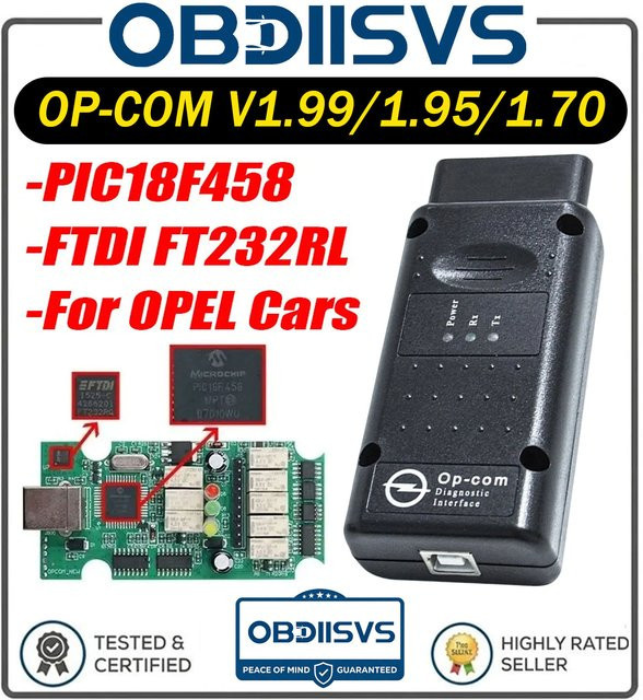 Opcom Diagnosegerät für Opel mit PIC18F458 FTDI Chip und CAN BUS, Bluetooth, Schwarz - Bild 1
