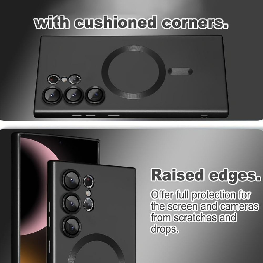 Magnetische Schutzhülle in Schwarz für Samsung Galaxy S26 S24 S23 S22 S21 Ultra Plus FE Edge 5G mit weicher Matte - Bild 3