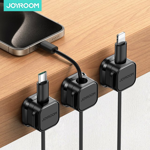 Joyroom Magnetischer Kabel-Organizer zur Schreibtischunterseite, verstellbare Kabelhalterung für dein Kabelmanagement in Schwarz oder Weiß - Bild 1