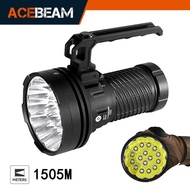 ACEBEAM X25 Taschenlampe in Schwarz mit 22000 Lumen, 1505 Meter Reichweite, USB-C PD60W Schnellladefunktion und Powerbank-Funktion - Bild 1