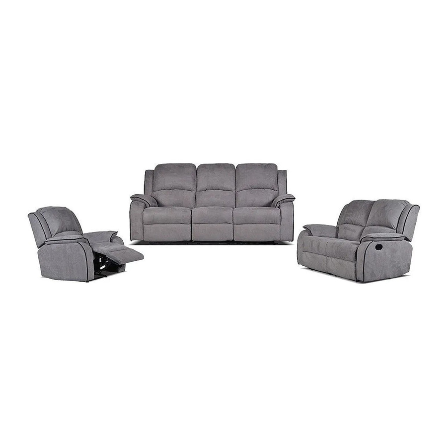 Vente-unique Couchgarnitur Hernani in Grau mit 3-Sitzer, 2-Sitzer und Sessel aus Microfaser, B/T/H: 210 x 158 x 100 cm - Bild 2