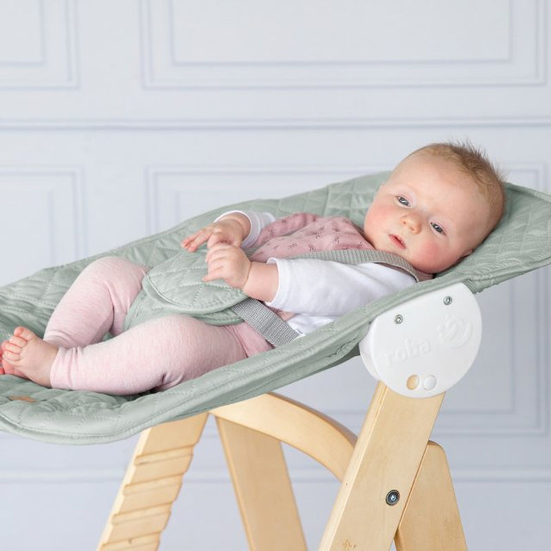 Roba Treppenhochstuhl Born Up Set 2in1 mit Liegefunktion und Neugeborenenaufsatz in Grau oder Grün - Bild 2