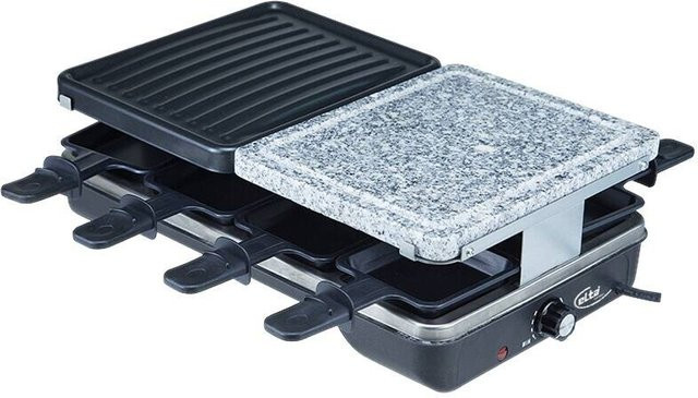 Elta Raclette-Grill RCS-1200 in Schwarz mit Natursteinplatte und gerippter Platte, B/H/T: 38,5 x 12,5 x 23,5 cm - Bild 1