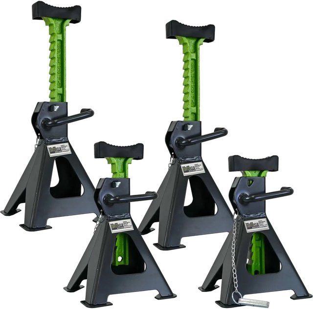TRUTZHOLM Unterstellbock 4er Set aus Stahl in Anthrazit und Grün mit 2 Tonnen Traglast pro Stütze, Höhe: 280 bis 430 mm - Bild 1