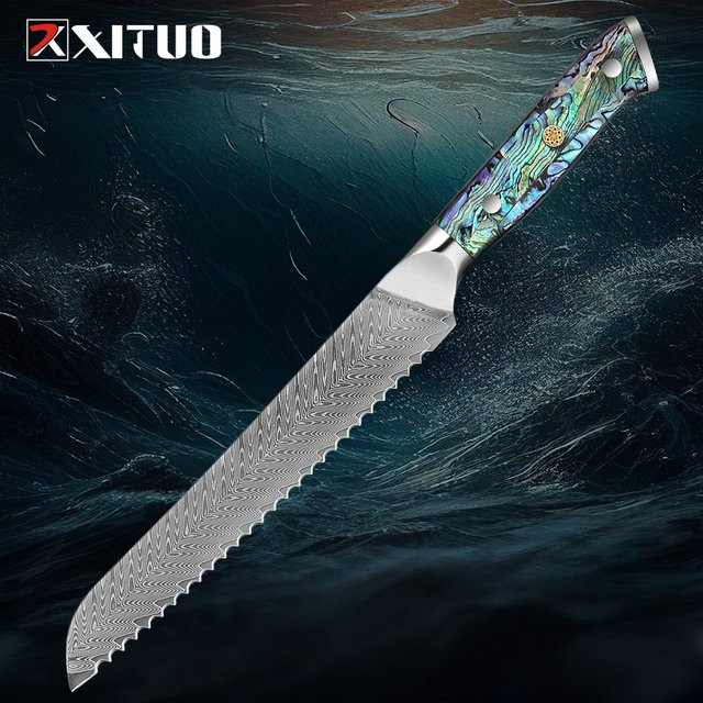 Xituo Japanisches Brotmesser mit 20,32 cm gezackter Klinge zum Schneiden von Sauerteigbrot - Bild 1
