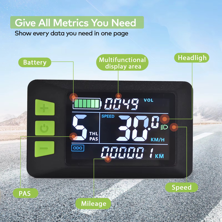 Haytrix Farbiger Kabelgebundener Stoppuhr-Tachometer mit Elektronischer Schaltunterstützung und Wasserdichtem Fahrradcomputer, E-Bike-Zubehör, Schwarz - Bild 2