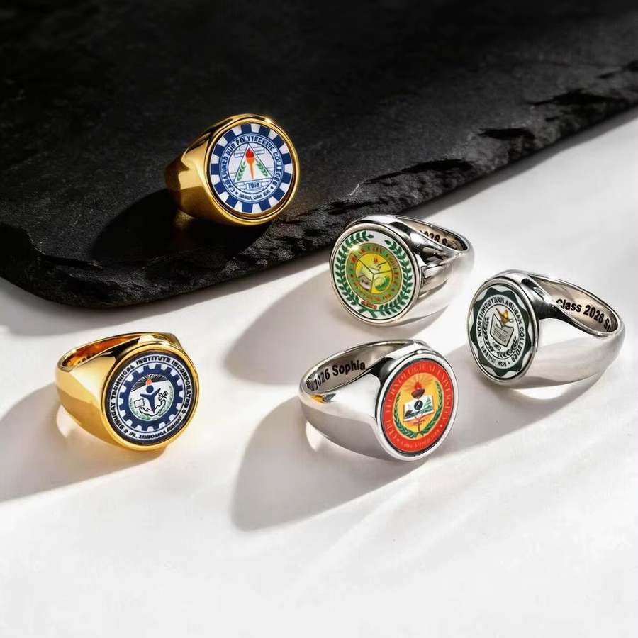 mprainbow Ring, Edelstahl, Schul-Emblem, Unisex - Bild 2
