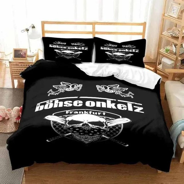 Gu Tao Bettwäsche-Set Böhse Onkelz 3-teilig Schwarz B/H: 150 x 200 cm - Bild 1