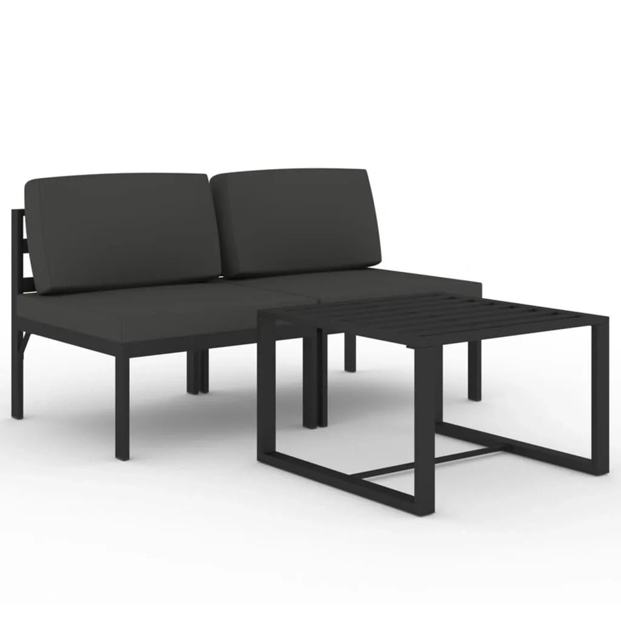 vidaXL 3-tlg Garten-Lounge-Set Modell 4 aus Aluminium in Anthrazit mit Polsterkissen - Bild 2