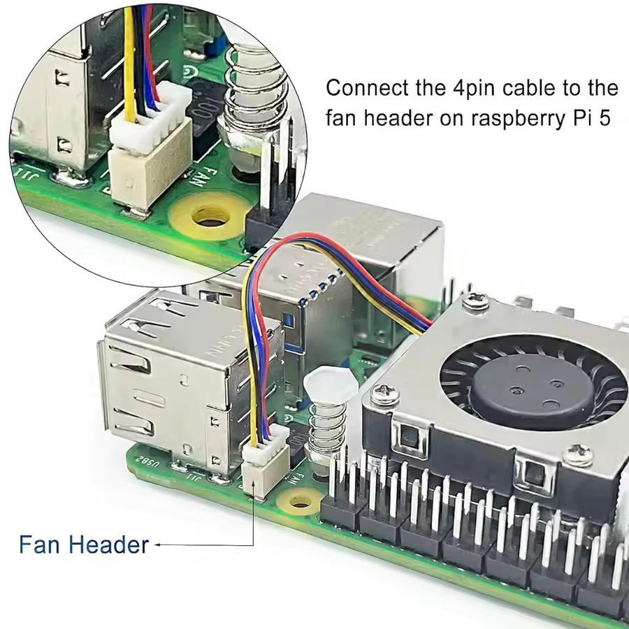 Raspberry Pi 5 Active Cooler Aluminium Kühler mit PWM-Lüfter in Silber oder Schwarz - Bild 3