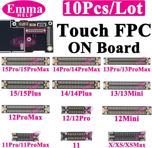 10 Stück LCD Display FPC Stecker für iPhone 11 12 13 14 15 Pro Max Plus und XS XR von EmmaHelp - Bild 1