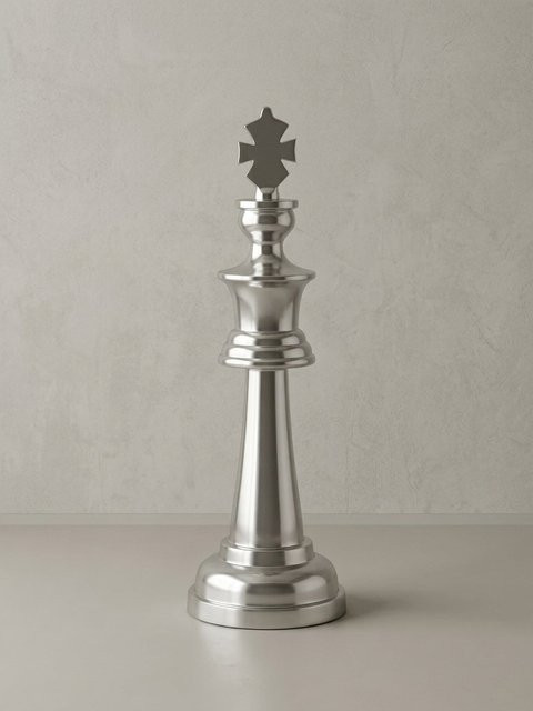 KADIMA DESIGN Dekofigur Schachfigur König aus Aluminium in Silber, Höhe: 70 cm - Bild 1