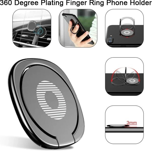 Magnetischer Smartphone-Halter für das Auto mit drehbarem Luxus-Fingerring in Silber - Bild 1