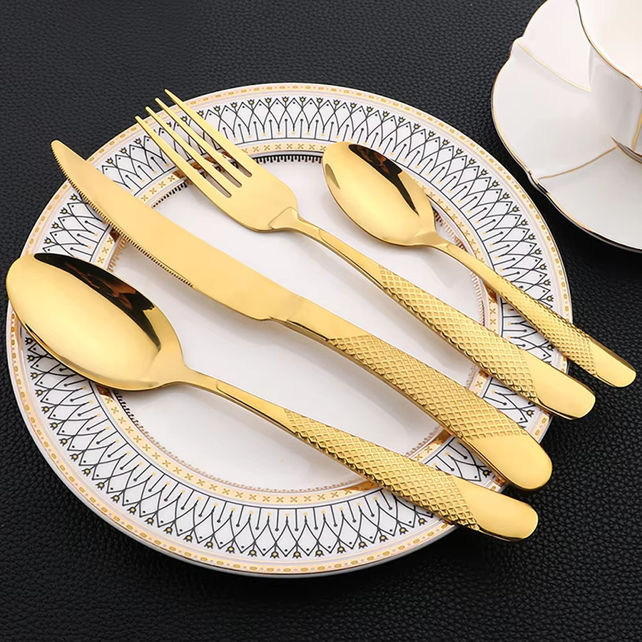 JAOER 16-teiliges Edelstahl-Besteckset in Gold und Silber, spülmaschinenfestes Tafelbesteck mit Messern, Gabeln und Löffeln - Bild 3