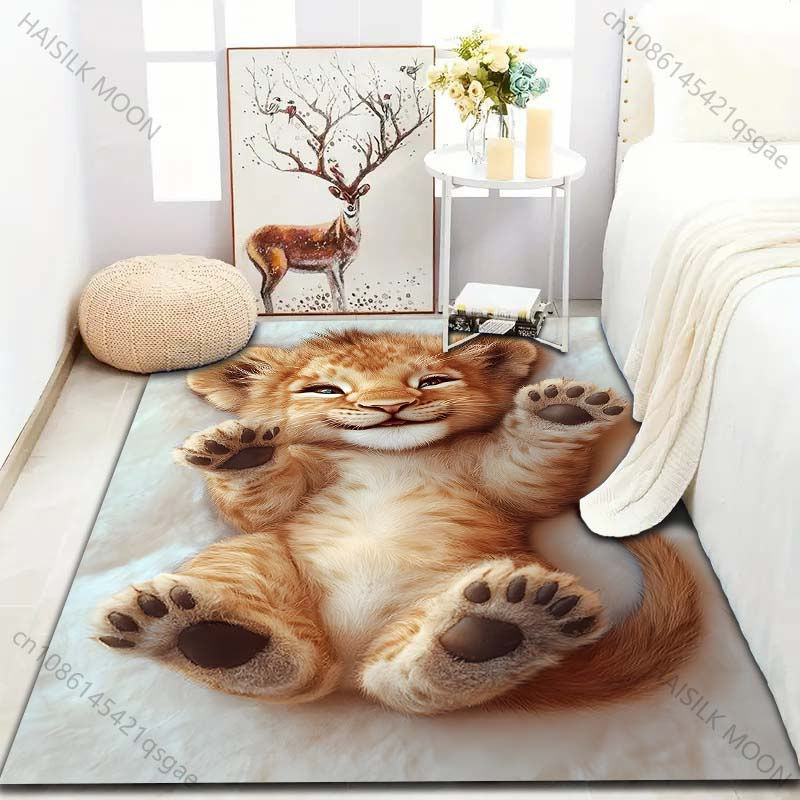 UQIDEHOME Teppich mit Löwenmuster in Beige, weiche Bodenmatte aus Kunstfell für Wohnzimmer und Schlafzimmer, B/T: 60 x 40 cm - Bild 4