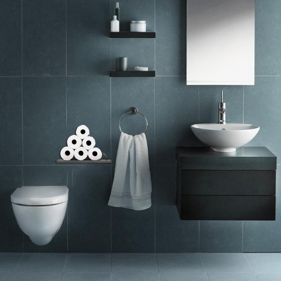 TOMTOP JMS Schweberegal Toilettenpapierhalter in Schwarz zur Wandmontage - Bild 4